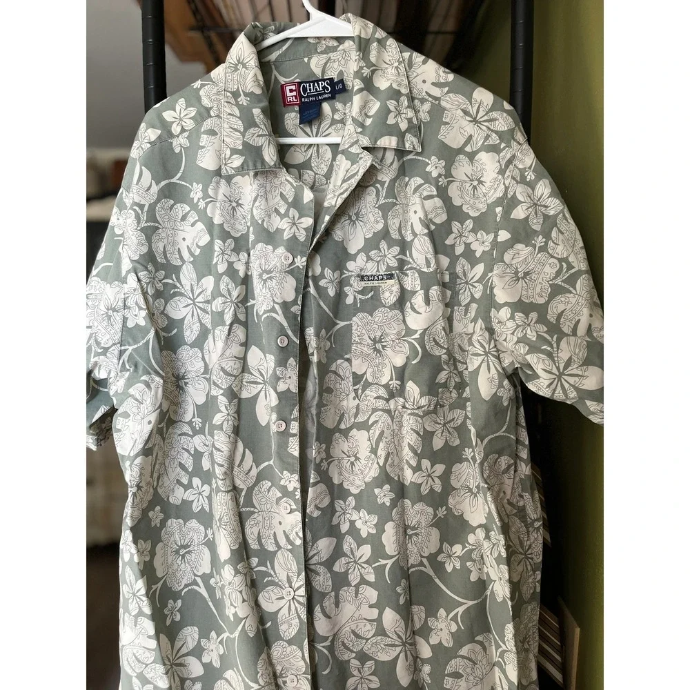 Chaps Ralph Lauren Floral Button Up Short Sleeve Shirt Men's - Picture 1 of 6